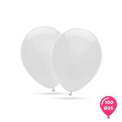 BOLSA 100 GLOBOS 25 CM BLANCO 100% LATEX 10G GLOBEST (50051)