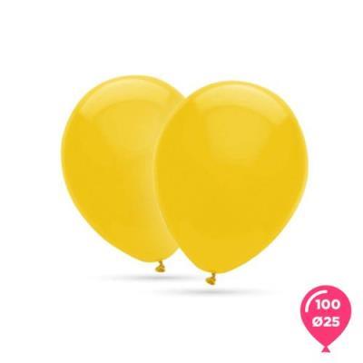 BOLSA 100 GLOBOS 25 CM AMARILLO 100% LATEX 10G GLOBEST (50054)