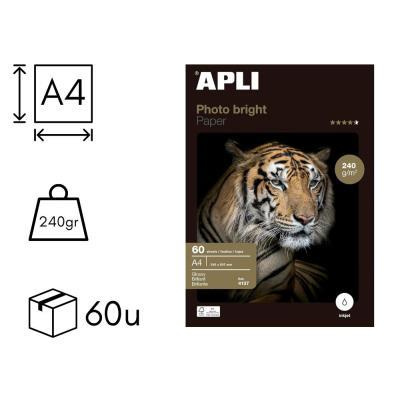 PAPEL FOTOGRAFICO APLI BRIGHT 240 GRS. 20 HOJAS (04454)