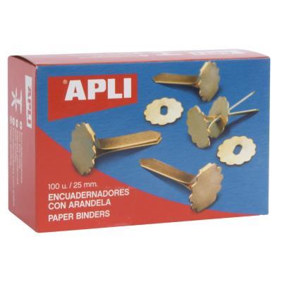 ENCUADERNADORES METALICOS CON ARANDELA 25MM 100U APLI (12577)