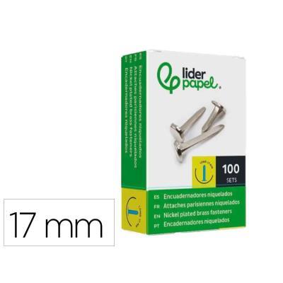 ENCUADERNADORES NIQUELADOS 17 MM 100 UDS. LIDERPAPEL (FS10)