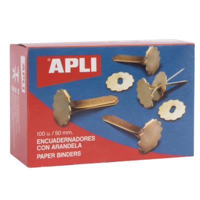 ENCUADERNADORES METALICOS CON ARANDELA 50MM 100U APLI (12288)