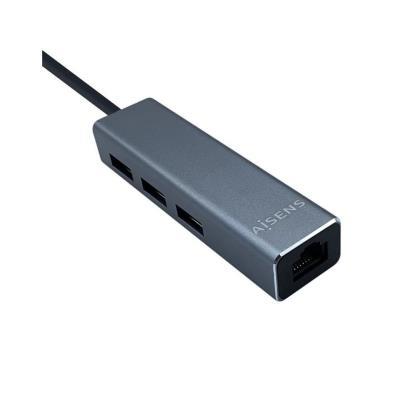 HUB USB TIPO-C AISENS A109-0396 - 3 X USB - 1 X RJ45 - GRIS