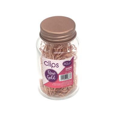 CLIPS METALICOS BOTE CRISTAL 60UD DOHE 50 MM. ROSE GOLDEN (50687)