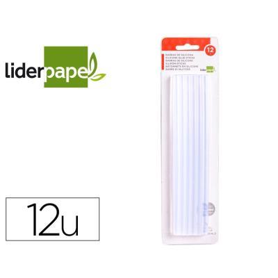 BARRA DE COLA TERMOFUSIBLE LIDERPAPEL 7MM X 200MM BLISTER DE 12 UDS. (PG09) (06304)