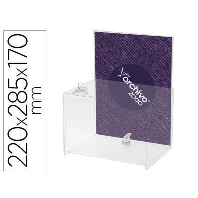 BUZON DE SUGERENCIAS PERSONALIZABLE A.2000 CON CERRADURA METALICA Y LLAVE 170X220X285MM (6152LLCSTP)