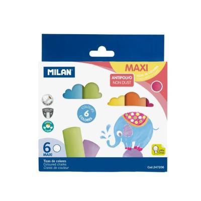 TIZAS MAXI ANTIPOLVO DE COLORES CARBONATO PACK 6 UD MILAN (247206)