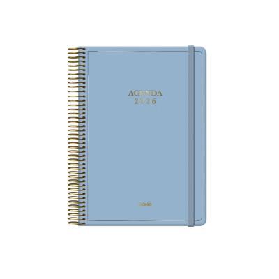 AGENDA ESPIRAL AZUL DOHE A5  2026 VELVET CARTON IMPRESO PLASTIFICADO  D/P