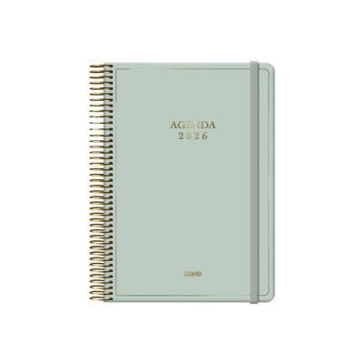 AGENDA ESPIRAL VERDE DOHE A5  2026 VELVET CARTON IMPRESO PLASTIFICADO  D/P
