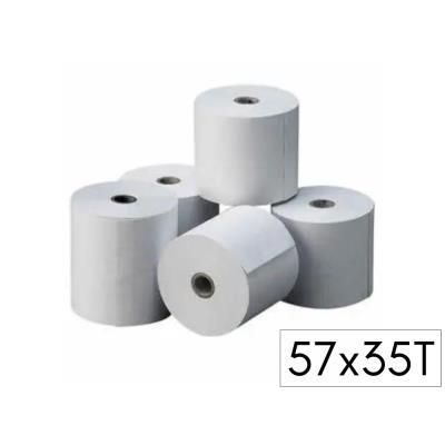 PAQUETE DE 10 ROLLOS PAPEL TERMICO REGISTRADORA TPV 57X35 SIN BISFENOL (18115)