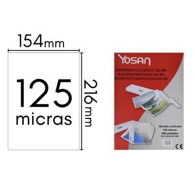CARTERA PLASTIFICAR 100 UDS. A5 125 MICRAS YOSAN (0101A5125/100R)