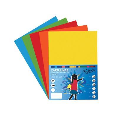 CARTULINA A4 180GRS 5 COLORES INTENSOS PACK 50 UD (15450)
