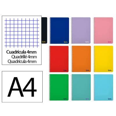 CUADERNO ESPIRAL A4 SMART TAPA BLANDA 80H 75GR CUADRO 4 MM CON MARGEN COL. SURT.LIDERPAPEL (171883)