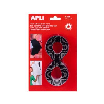 VELCRO EN TIRAS ADHESIVAS DE CIERRE COLOR NEGRO 2X100CM APLI  (13656)