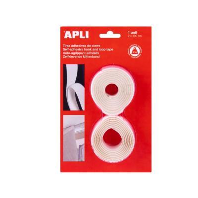 VELCRO EN TIRAS ADHESIVAS DE CIERRE BLANCA APLI  2X100CM
