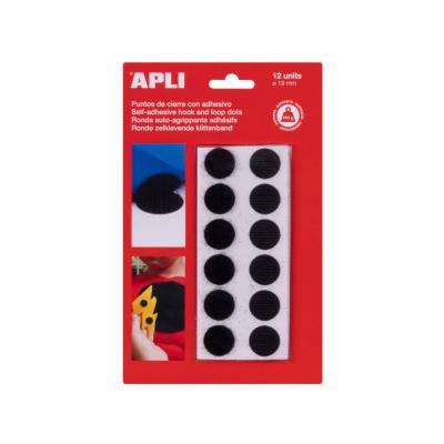 PUNTOS ADHESIVOS DE CIERRE VELCRO NEGRO APLI 19MMX12UNI