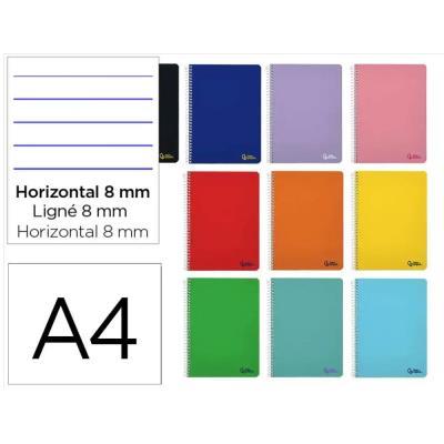 CUADERNO ESPIRAL A4 TAPA BLANDA 80H 75GR HORIZONTAL 8MM  MARGEN COL.SURT LIDERPAPEL  (171887)