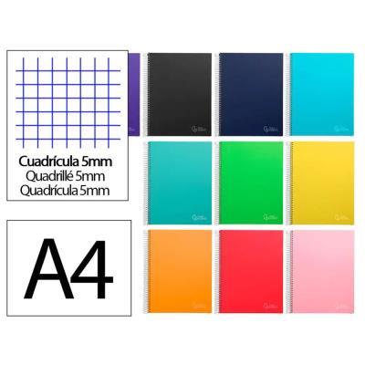 CUADERNO ESPIRAL A4 TAPA  FORRADA 140H 75 GR 5 MM 5 BANDAS 4 TALADROS LIDERPAPEL (9754)