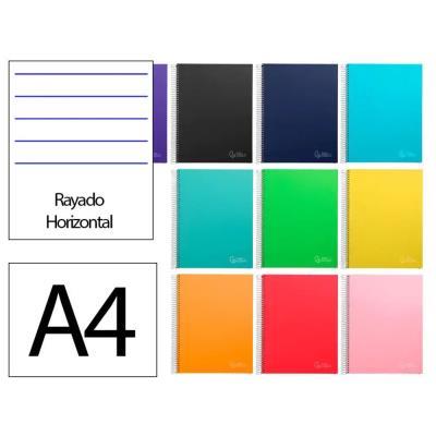 CUADERNO ESPIRAL A4 TAPA FORRADA 140H 75 GR HORIZONTAL 5 BANDAS4 TALADROS COL. SURT LIDERPAPEL 09756