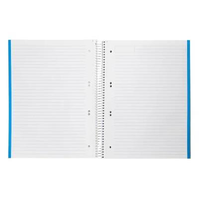 CUADERNO ESPIRAL A5 TAPA FORRADA 140H 75 GR HORIZONTAL 5 BANDAS 6 TALADROS COL.SURT LIDERPAPEL 09759