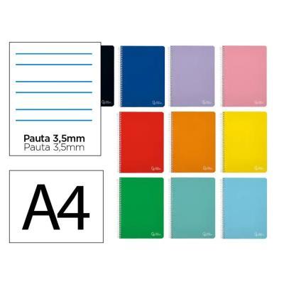 CUADERNO ESPIRAL A4 TAPA DURA 80H 90GR PAUTA 3,5MM CON MARGEN COL. SURT LIDERPAPEL  (171922)