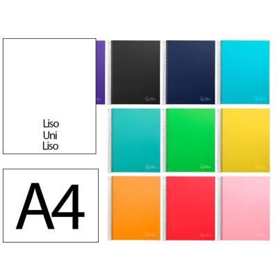 CUADERNO ESPIRAL LIDERPAPEL A4 TAPA FORRADA 140H 75 GR LISO 5 BANDAS 4 TALADROS COL. SURT.