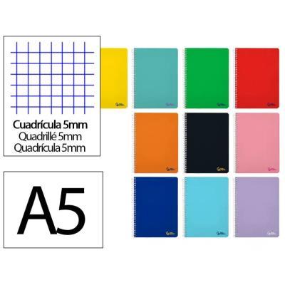 CUADERNO ESPIRAL A5 TAPA BLANDA 80H 75GR 5MM C/MARGEN 4 TALADRO LIDERPALEL (BC05)