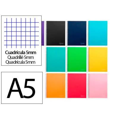 CUADERNO ESPIRAL A5 T/ FORRADA 140H 75 GR 5X 5MM 5 BANDAS 6 TAL. COL. SURT LIDERPAPEL  (9758)