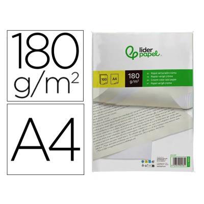 PAPEL VERJURADO CREMA A4 180GR PAQ. DE 100H LIDERPAPEL(163502)