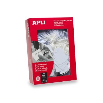 ETIQUETAS COLGANTES CON HILO BLANCAS APLI 18 X 29 MM.(389) 1000 UNIDADES APLI  (00389)