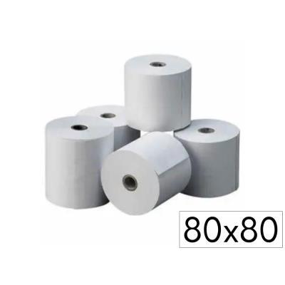PAQUETE DE 8 ROLLOS PAPEL TERMICO REGISTRADORA TPV 80 MM ANCHO 80 MT LARGO SIN BISFENOL