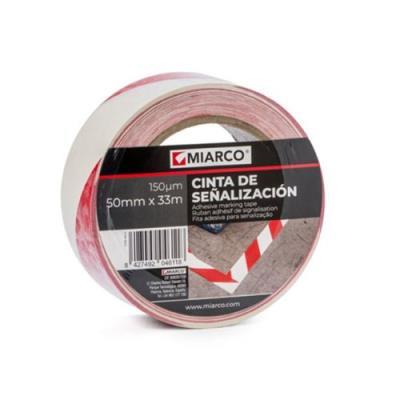 CINTA ADHESIVA DE SEGURIDAD BLANCO Y ROJO 50MM X 33M MIARCO (4611)