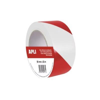 CINTA ADHESIVA SEÑALIZACION PREMIUM BLANCO/ROJO 50X33 APLI