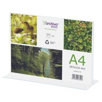 EXPOSITOR TRANSPARENTE DE SOBREMESA A.2000 A4 HORIZIONTAL  EN FORMA DE T (11204 TP)