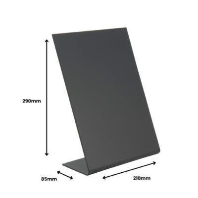 PIZARRA DE SOBREMESA EN FORMA DE L, VERTICAL METACRILATO NEGRO 85X210X290MM (01A27104MNE)