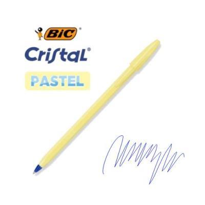 BOLIGRAFO AMARILLO PASTEL TINTA AZUL BIC CRISTAL (125481) (302550)