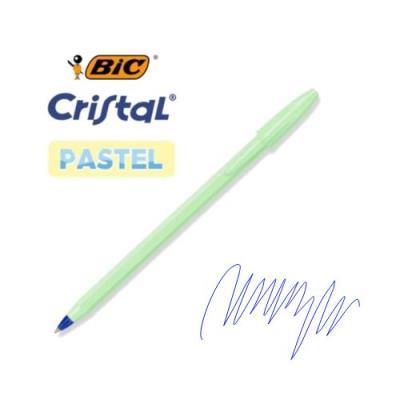 BOLIGRAFO VERDE PASTEL TINTA AZUL BIC CRISTAL (135504) (302550)