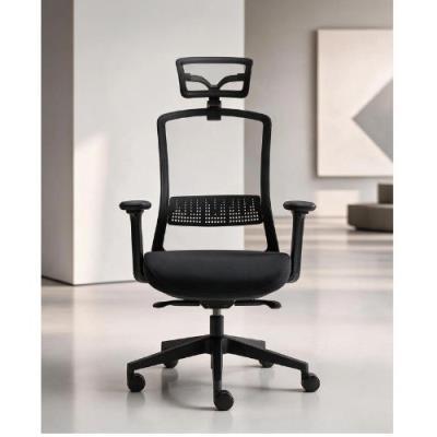 SILLA AIRA NEGRA CON CABECERO RESPALDO BASCULANTE DE MALLA CON REGULACION DE TENSION,BRAZOS REGULABL