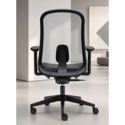 SILLA LUCERNA NEGRA RESPALDO BASCULANTE DE MALLA CON REG TENSION,BRAZ REGULABLES