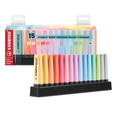SET DE MESA MARCADORES FLUORESCENTES 15 COLORES PASTEL STABILO BOSS (7015-02-5) (161922)