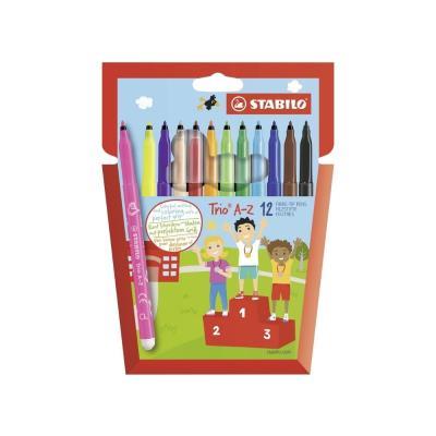 ROTULADORES ESCOLARES PACK 12 COL. STABILO TRIO A-Z