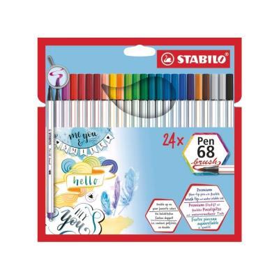 ROTULADORES PUNTA PINCEL PACK 24 COL. STABILO PEN 68 BRUSH