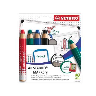 MARCADOR DE PIZARRA BLANCA PACK 4 COL. STABILO MARKDRY