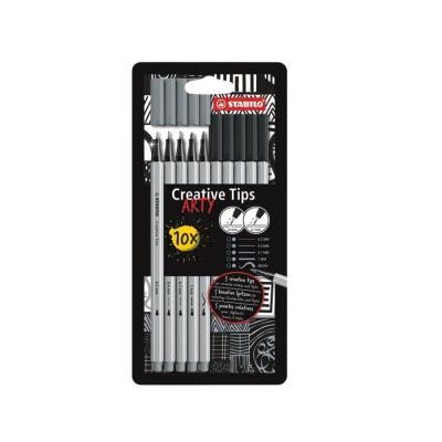 ROTULADORES PUNTA FINA CALIBRADOS PACK 10 UD. STABILO CREATIVE TIPS (89/10-1-20)