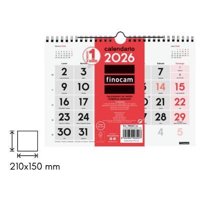 CALENDARIO C/ESPIRAL DE PARED NÚMEROS GRANDES TAMAÑO M 120 GRS.FINOCAM (780000027)