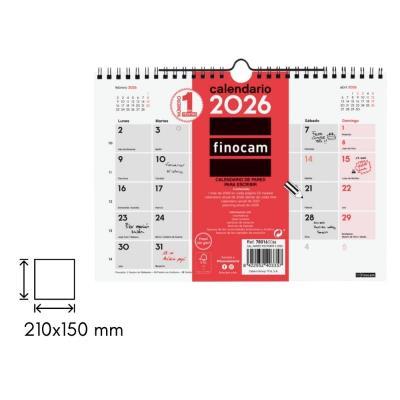 CALENDARIO PARED C/DOBLE ESPIRAL P/ESCRIBIR TAMAÑO L 120 GRS.FINOCAM 2027 (780070027)