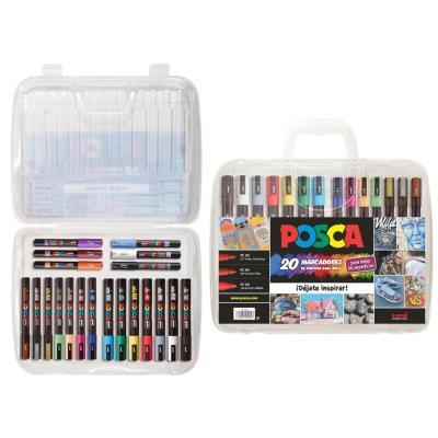 ROTULADOR ACRÍLICOS MALETÍN 20 COL. UNI-POSCA PC1M-PC3M-PC5M (182634649)