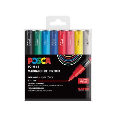 ROTULADOR ACRÍLICO PACK 8 COL. PUNTA EXTRAFINA  0,7 - 1MM PC1MPOSCA