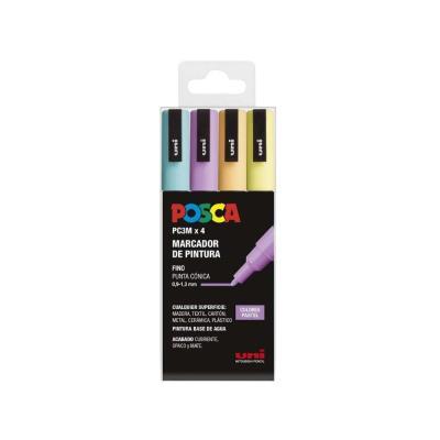 ROTULADOR ACRÍLICO PUNTA CÓNICA PACK 4 COL. PASTEL PC3M POSCA