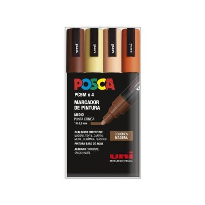 ROTULADOR ACRÍLICO PACK 4 COL. COLORES MADERA PUNTA CÓNICA PC5M/4C